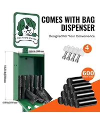 Vevor Dog Waste Station with 600 Poop Bags Commercial Park Pet