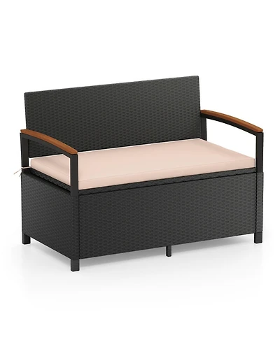 Sugift 46-Gallon Outdoor Storage Bench Deck Box Patio Furniture with Cushion