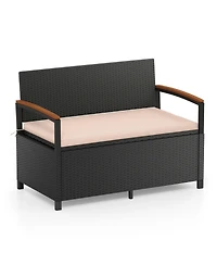 Sugift 46-Gallon Outdoor Storage Bench Deck Box Patio Furniture with Cushion