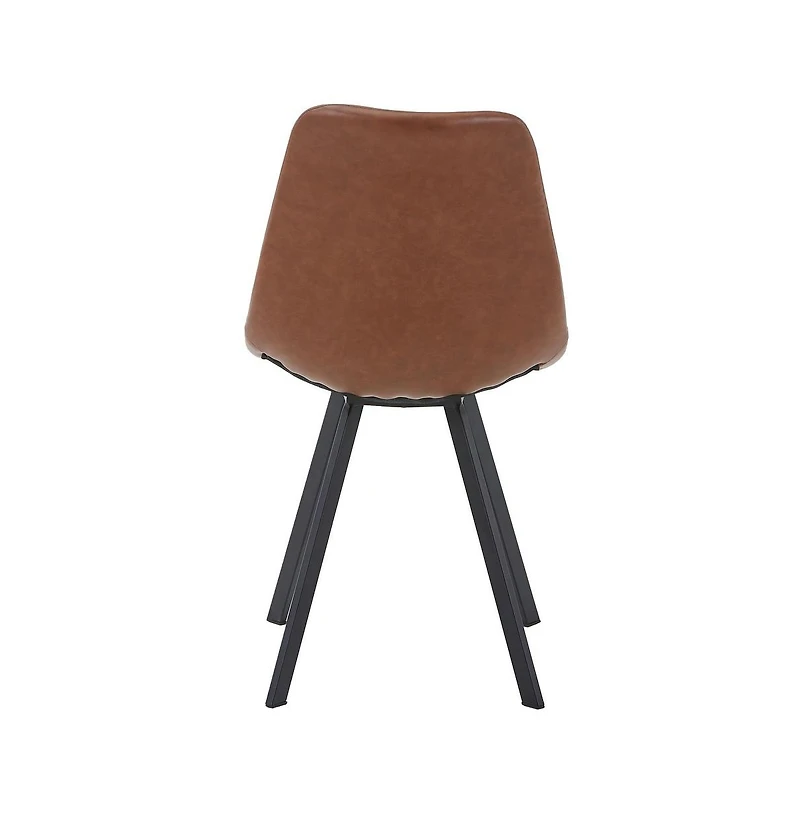 LeisureMod Markley Modern Leather Dining Chair With Metal Legs