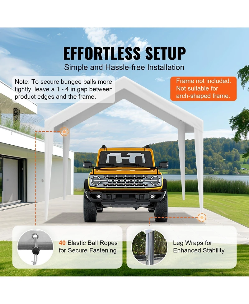 Vevor Carport Replacement Canopy Car Shelter Fabric Frame Not Included