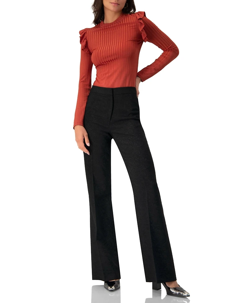 Ivonne Women's Long Sleeve Ruffled Blouse