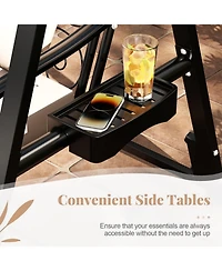 Sugift Metal Frame Porch Swing with Removable Cushions and Side Tables