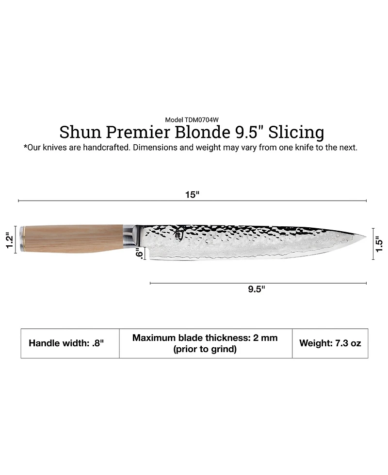 Shun Stainless Steel Premier Blonde 9.5" Slicing Knife