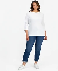 Style & Co Plus Pima Cotton 3/4-Sleeve Top, Exclusively at Macy's