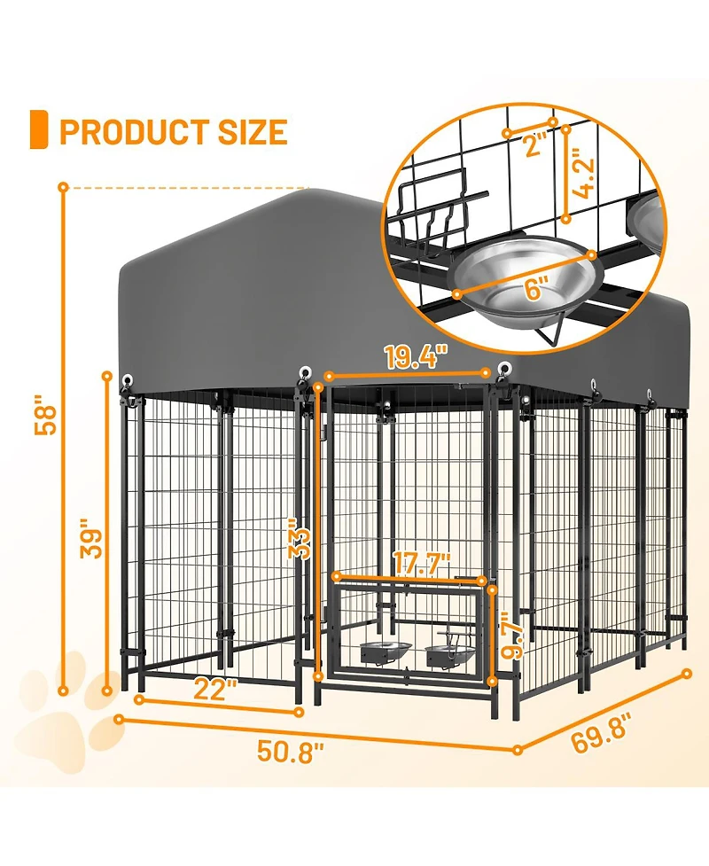 Streamdale Furniture Heavy Duty Welded Wire Dog Kennel with Waterproof Roof