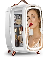 Cowsar 6L Mini Fridge with Led Mirror for Cosmetics