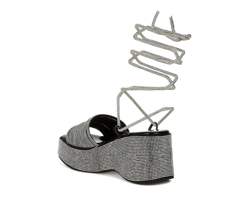Swifties Rhinestone Embellished Lace-Up Sandals
