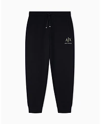 A|X Armani Exchange Men's Black And Gold Bonded Cotton Jogger