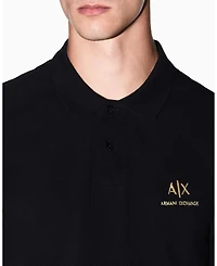 A|X Armani Exchange Men's Black And Gold Short Sleeves Pique Polo Shirt