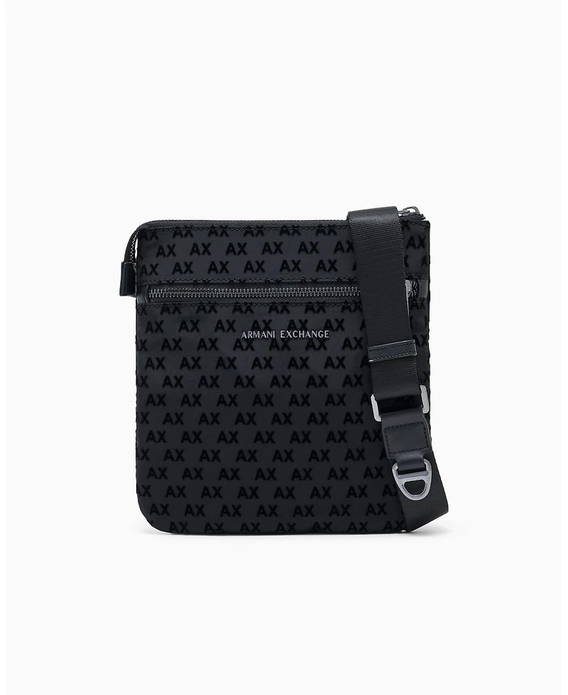 A|X Armani Exchange Men's Flocked Flat Crossbody