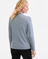 Style & Co Petite Mock-Neck Cotton Long-Sleeve T-Shirt, Created for Macy's