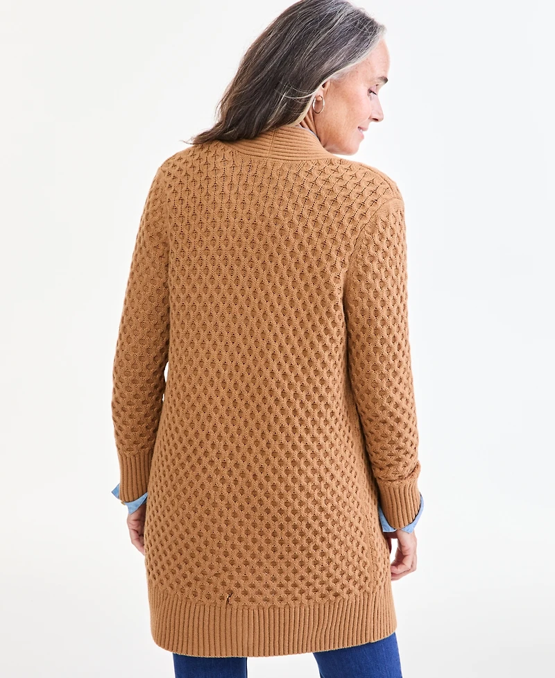 Style & Co Petite Honeycomb-Knit Open-Front Long Cardigan, Macy's Exclusive