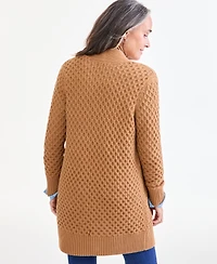 Style & Co Petite Honeycomb-Knit Open-Front Long Cardigan, Macy's Exclusive