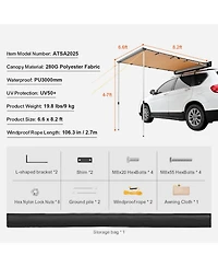 Vevor Vehicle Awning Shade Coverage Car Side Awning PU3000 mm UV50+