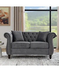 Streamdale Velvet Chesterfield 2-Seater Sofa with Tufted Rolled Arms