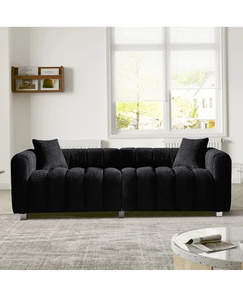 Streamdale Furniture Premium Velvet 3-Seater Sofa with Metal Legs and 2 Pillows