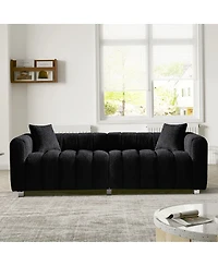 Streamdale Furniture Premium Velvet 3-Seater Sofa with Metal Legs and 2 Pillows
