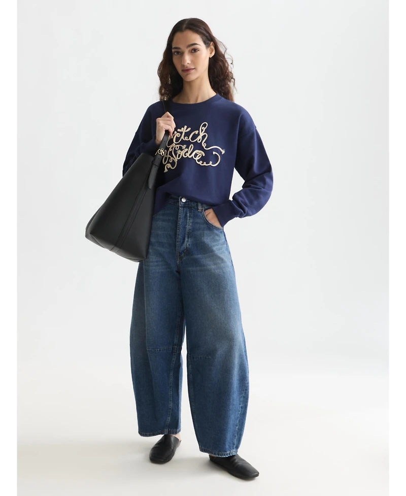 Scotch & Soda Women's and Ribon Embroidery Loose-Fit Sweatshirt