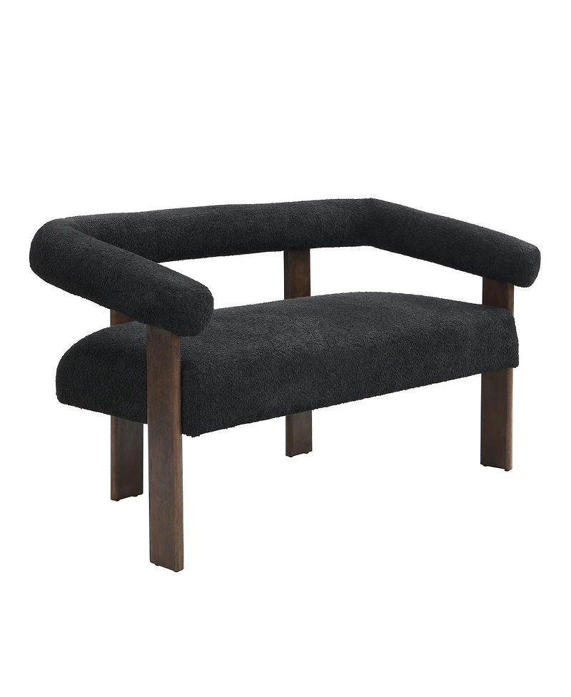 Streamdale Furniture Modern Curved Boucle Loveseat with Ergonomic Backrest and Rubberwood Legs