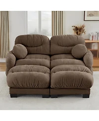 Streamdale Furniture Pleated Chenille 2-Seater Modular Sofa with 2 Ottomans and Pillows