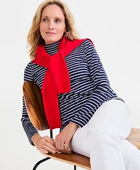 Style & Co Petite Mock Neck Long-Sleeve Stripe Top, Macy's Exclusive