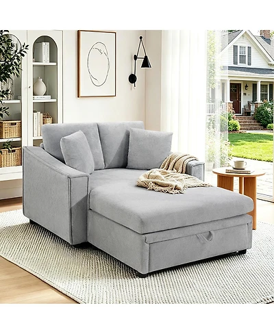 Streamdale Furniture Modern 53.5'' Chaise Sofa Bed with Hidden Storage and Pillows
