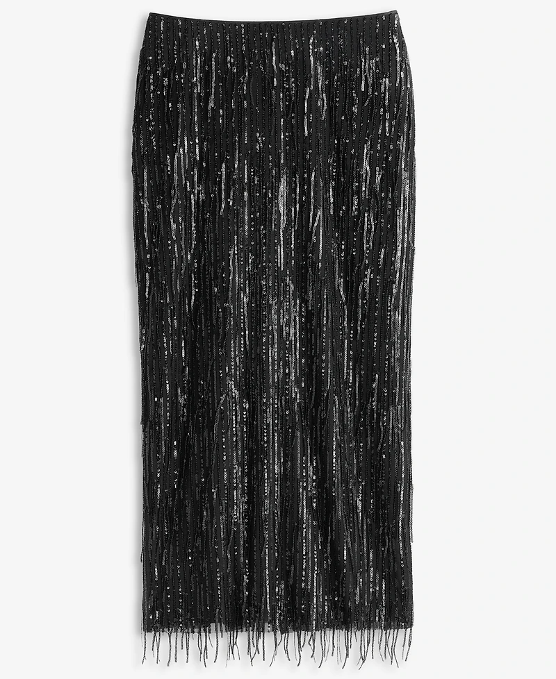 Lapointe X Macy's Women's High-Waisted Midi Sequin Fringe Skirt, Exclusive