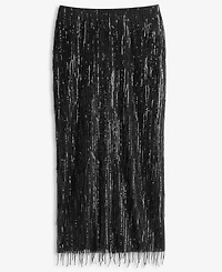 Lapointe X Macy's Women's High-Waisted Midi Sequin Fringe Skirt, Exclusive