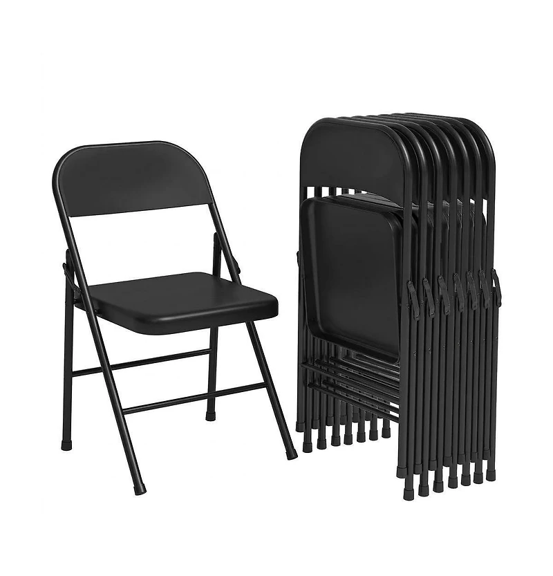 homfan 8-Pack Steel Folding Chairs with Backrest - Heavy Duty Metal Foldable Chairs Hold 350 lbs, Black for Indoor and Outdoor Events