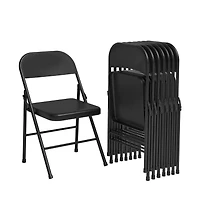 homfan 8-Pack Steel Folding Chairs with Backrest - Heavy Duty Metal Foldable Chairs Hold 350 lbs, Black for Indoor and Outdoor Events