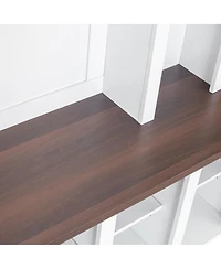 Streamdale Furniture Farmhouse 4-in-1 Hall Tree with Storage Bench 6 Hooks and Shoe Cabinet