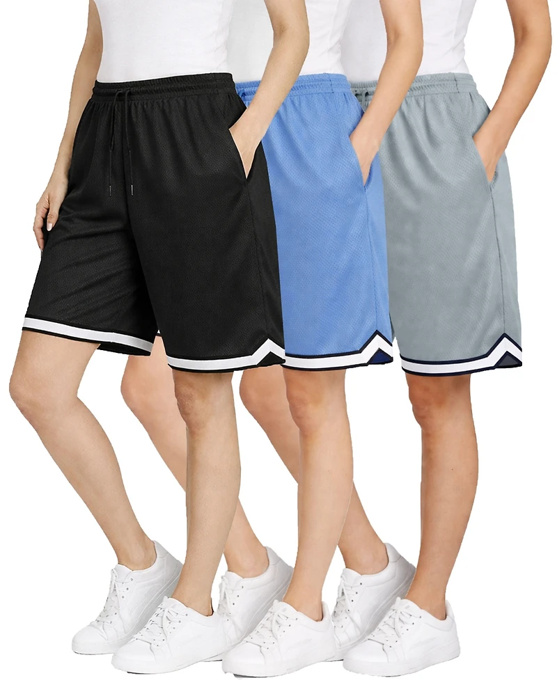 Jump Start Women's Loose Fit Moisture-Wicking Performance Shorts-3 Pack
