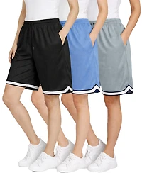 Jump Start Women's Loose Fit Moisture-Wicking Performance Shorts-3 Pack
