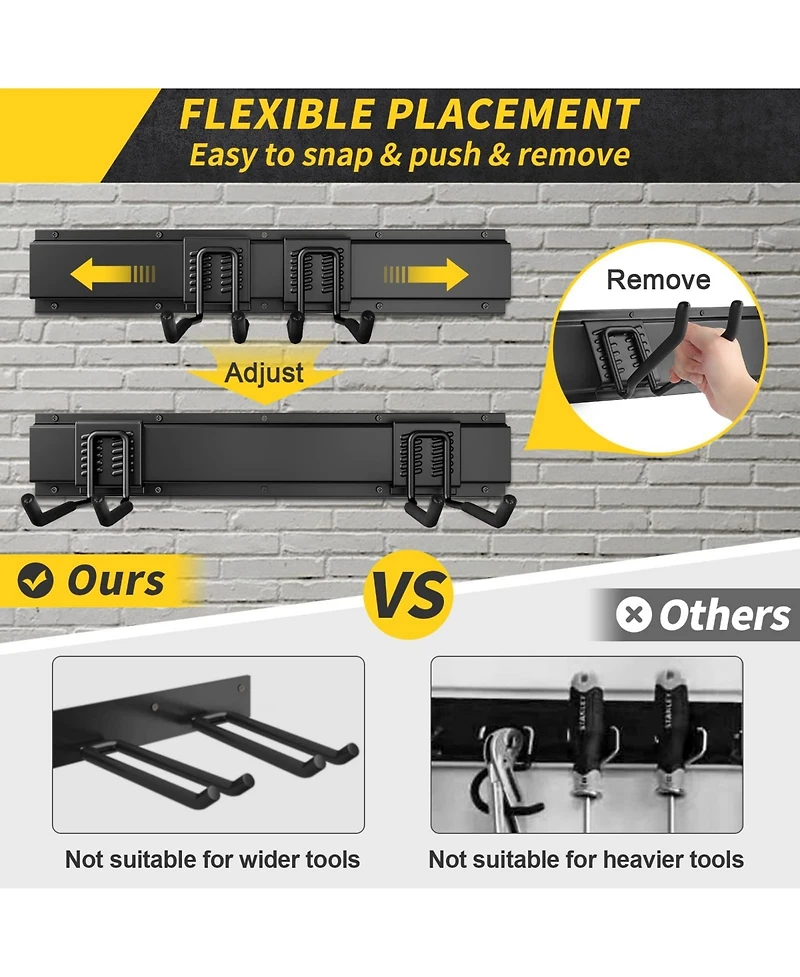 Xdovet Garden Tool Organizer Wall Mount Rack System with Adjustable Hooks
