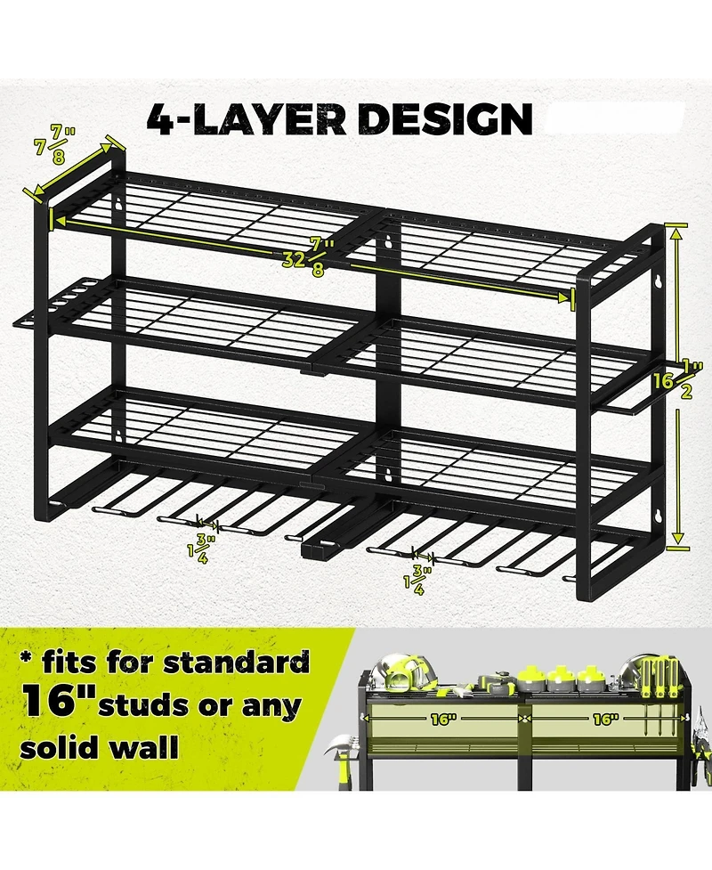 Xdovet Power Tool Organizer Wall Mount Metal Rack Drill Plier Hammer Holder