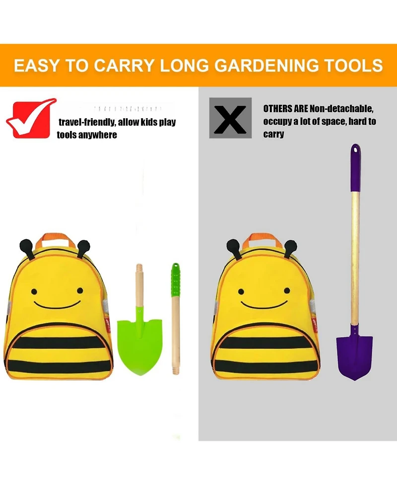 Xdovet Kids Gardening Tools Rake Shovel Set Outdoor Yard Digging Dirt Broom Camping Montessori Toys