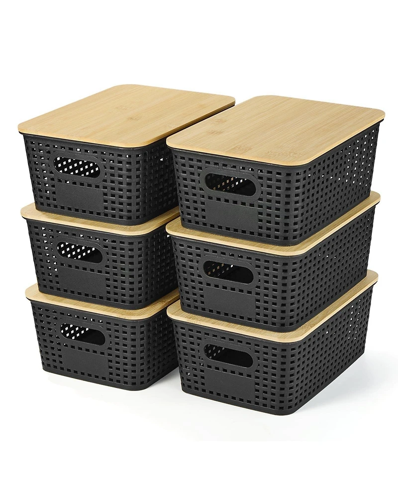 Xdovet Plastic Storage Bins With Lids Stackable Organizer Containers 6 Pack