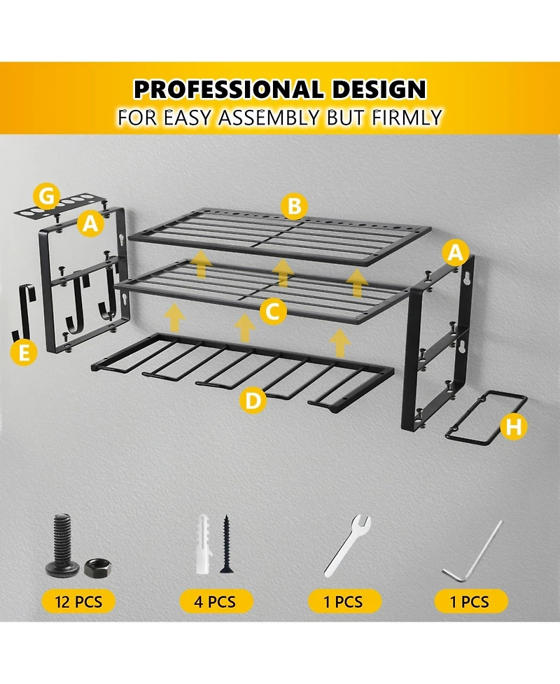 Xdovet Wall Mount Power Tool Organizer 3 Layers Drill Holder Rack