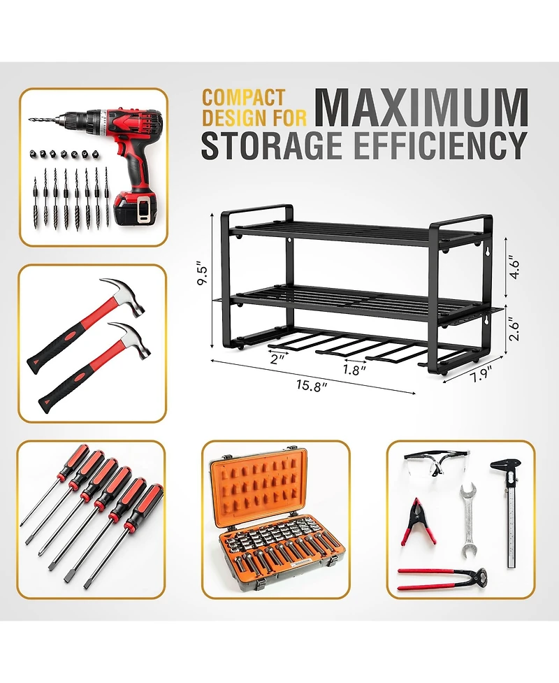 Xdovet Power Tool Organizer Wall Mount Drill Holder Metal Storage Workshop Garage