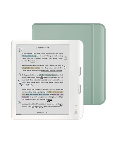 Kobo Libra 32GB Colour eReader with Garden Basic SleepCover Case Bundle