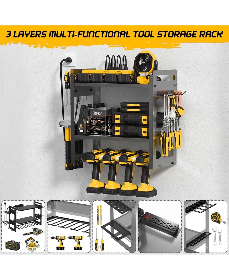 Xdovet Power Tool Organizer Wall Mount Charging Station Metal Rack Drill Holder