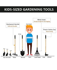 Xdovet Metal Gardening Tools Kids Rake Shovel Set