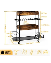 Xdovet 4 Tier Rolling Tool Cart With Drill Rack Hooks Shelves