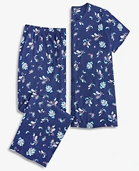Charter Club Women's 2-Pc. Cotton Printed Cropped Pajamas Set