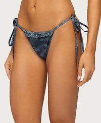Edikted Women's Aviah Ruffle Camo String Bikini Bottom