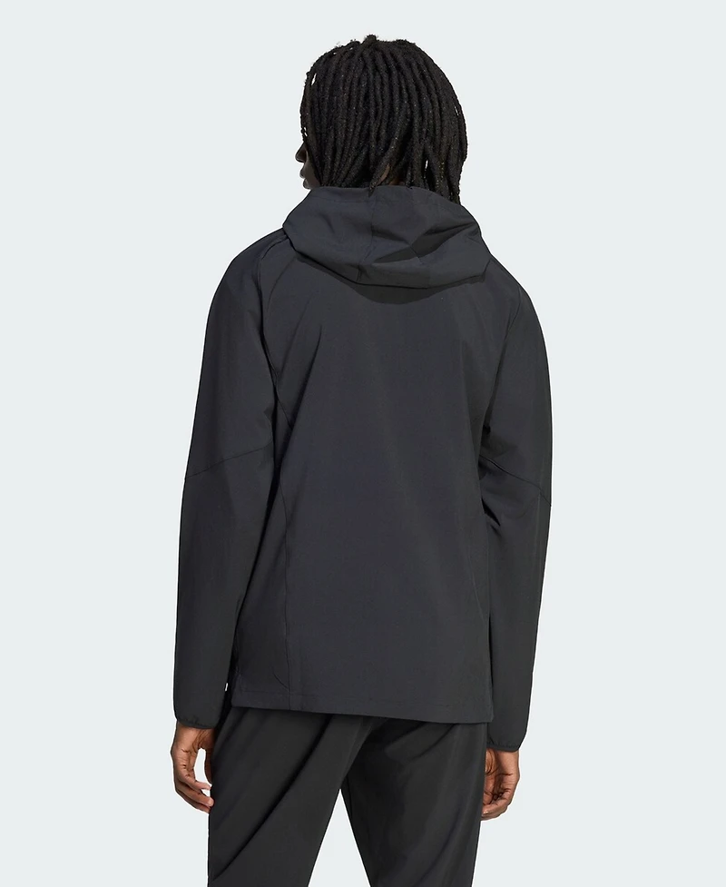 Adidas Men's Black Lafc Tiro Travel Full-Zip Hooded Windbreaker