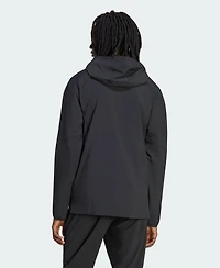 Adidas Men's Black Lafc Tiro Travel Full-Zip Hooded Windbreaker
