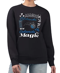 G-iii 4Her by Carl Banks Women's Black Orlando Magic Collage Team Graphic Fleece Pullover Sweatshirt
