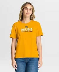 Fanatics Women's Gold Boston Bruins Authentic Pro Primary T-Shirt